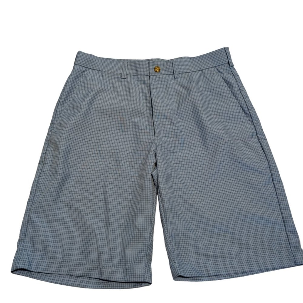 Ben Hogan Performance Golf Shorts 32 waist Flat Front Blue Plaid